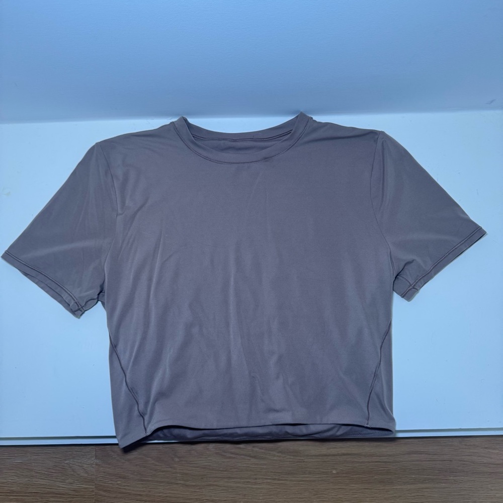 Lululemon Athletica Tan Wundermost Ultra Soft Nulu Crop Top